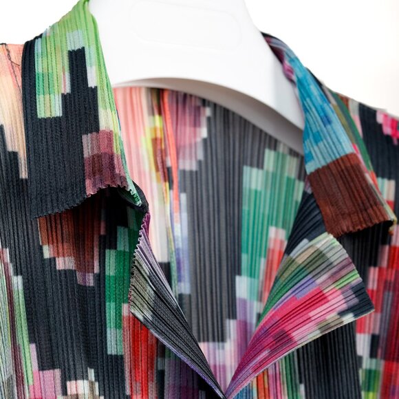 Pleats Please Issey Miyake Archival Pixelated Multicolour Flower Jacket, Size L - Picture 4 of 10